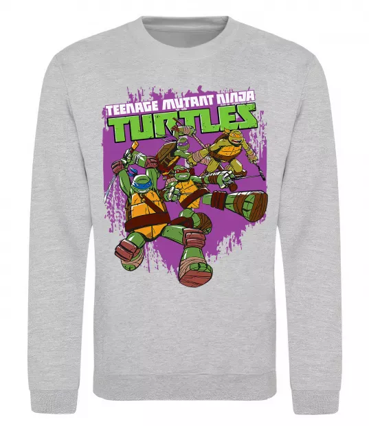 Свитшот Ninja turtles art Серый меланж фото