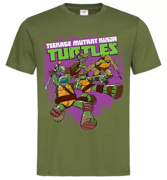 Чоловіча футболка Ninja turtles art Оливковий фото