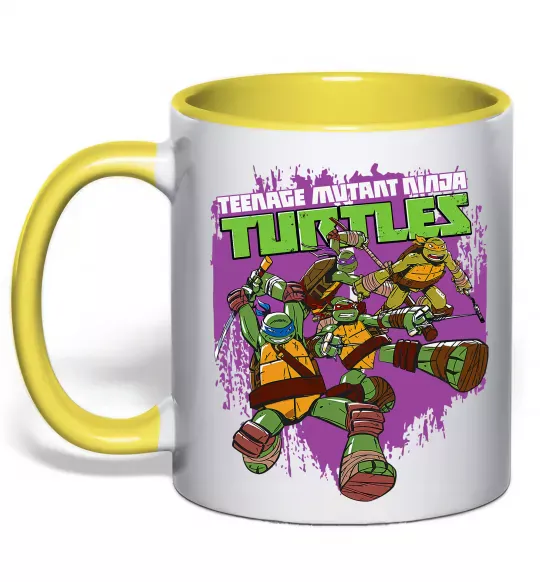 Чашка з кольоровою ручкою Ninja turtles art Сонячно жовтий фото