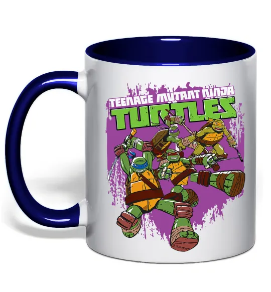 Чашка з кольоровою ручкою Ninja turtles art Глибокий темно-синій фото