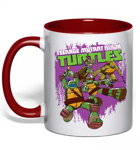 Чашка з кольоровою ручкою Ninja turtles art Червоний фото