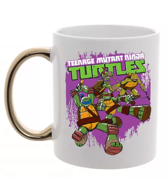 Чашка з кольоровою ручкою Ninja turtles art Золото фото