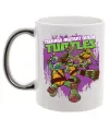 Чашка з кольоровою ручкою Ninja turtles art Срібло фото