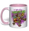 Чашка з кольоровою ручкою Ninja turtles art Ніжно рожевий фото