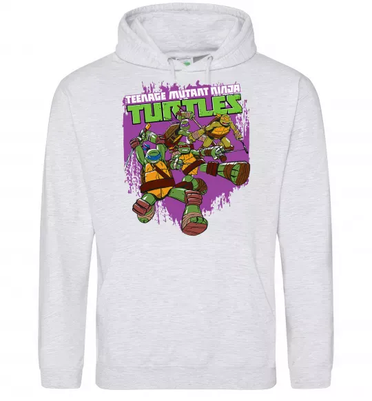 Чоловіча толстовка (худі) Ninja turtles art Сірий меланж фото