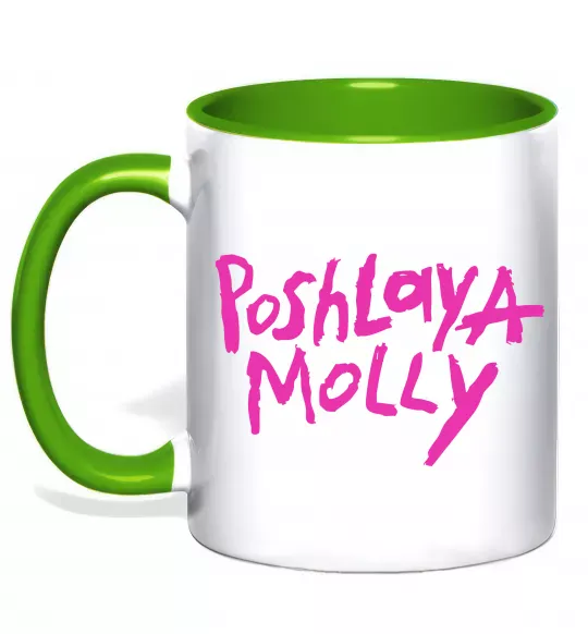 Чашка с цветной ручкой Poshlaya Molly logo Зеленый фото