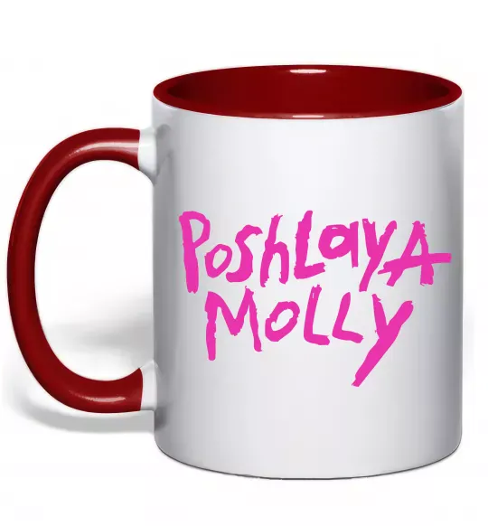 Чашка с цветной ручкой Poshlaya Molly logo Красный фото