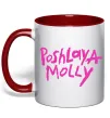 Чашка с цветной ручкой Poshlaya Molly logo Красный фото