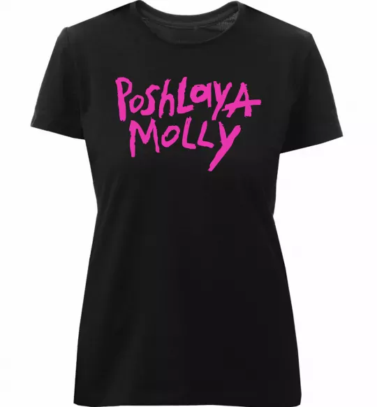 Женская премиум футболка Poshlaya Molly logo Черный фото