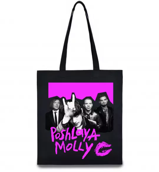 Эко-сумка Poshlaya Molly band pink Черный фото