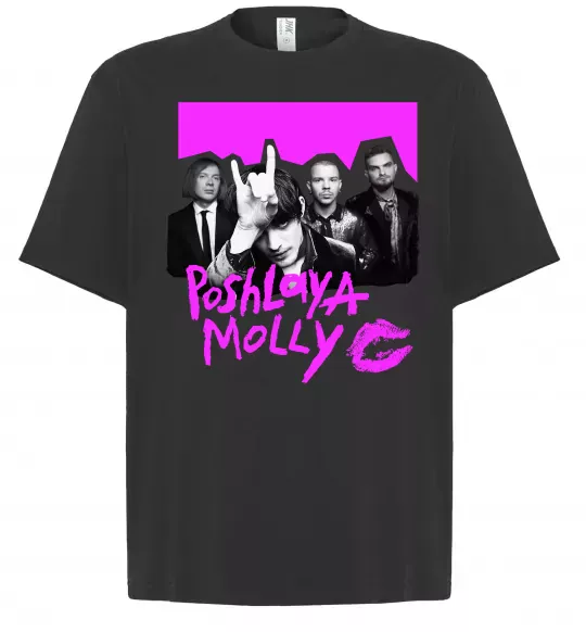 Футболка Оверсайз Poshlaya Molly band pink Чорний фото