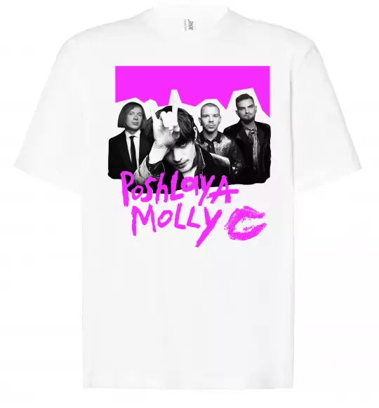 Футболка Оверсайз Poshlaya Molly band pink Білий фото