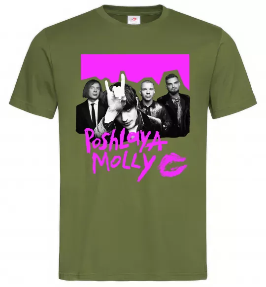 Мужская футболка Poshlaya Molly band pink Оливковый фото