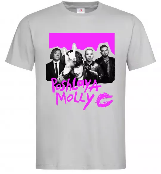 Мужская футболка Poshlaya Molly band pink Серый фото