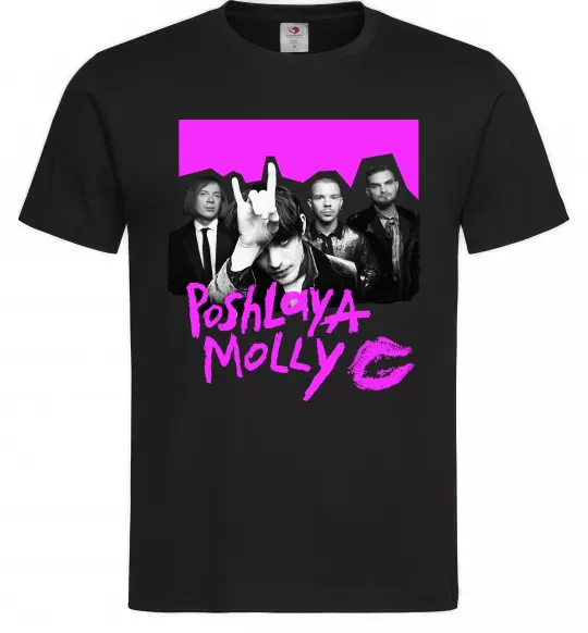 Мужская футболка Poshlaya Molly band pink Черный фото