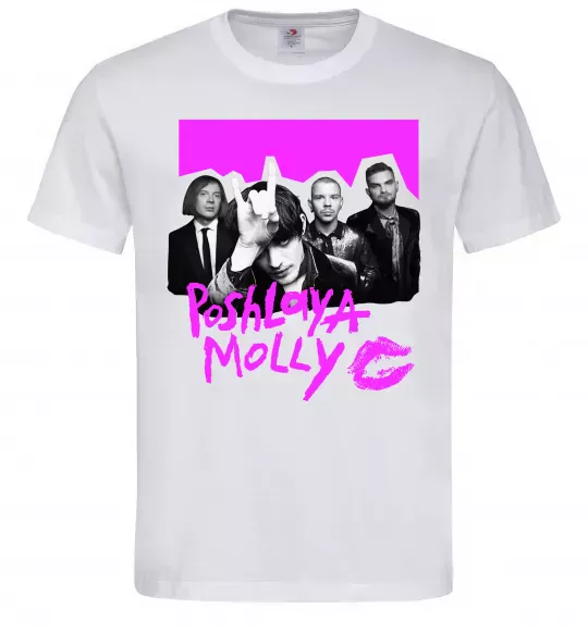 Мужская футболка Poshlaya Molly band pink Белый фото