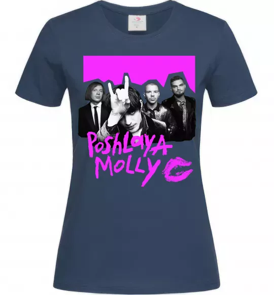 Жіноча футболка Poshlaya Molly band pink Темно-синій фото
