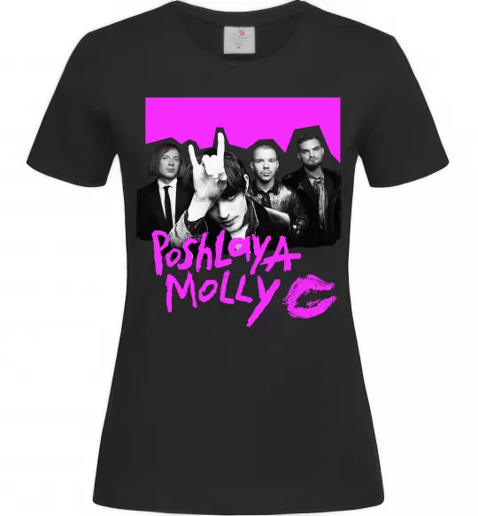 Жіноча футболка Poshlaya Molly band pink Чорний фото