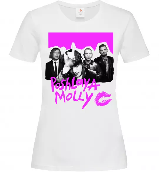 Жіноча футболка Poshlaya Molly band pink Білий фото