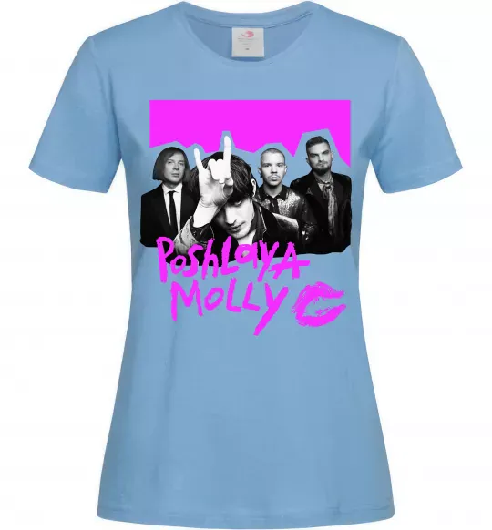 Жіноча футболка Poshlaya Molly band pink Блакитний фото
