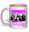 Чашка с цветной ручкой Poshlaya Molly band pink Нежно розовый фото