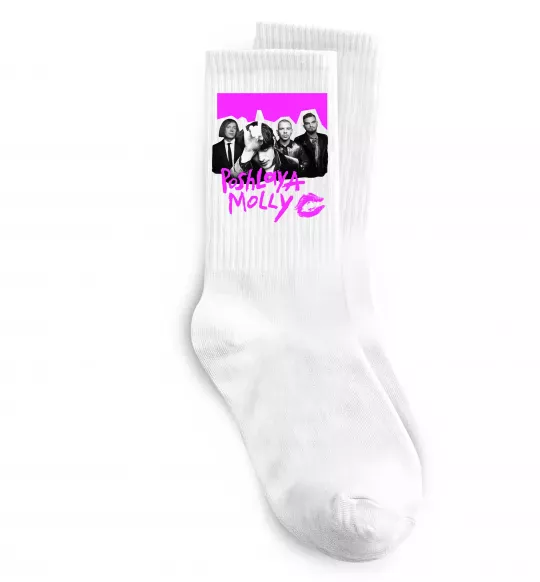 Шкарпетки Poshlaya Molly band pink Білий фото