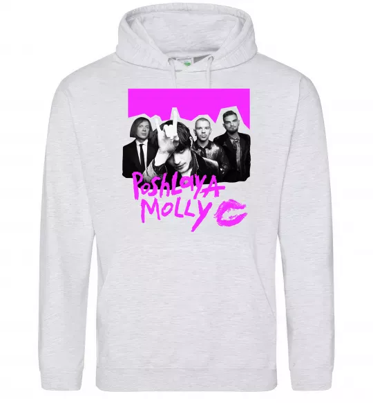 Жіноча толстовка (худі) Poshlaya Molly band pink Сірий меланж фото