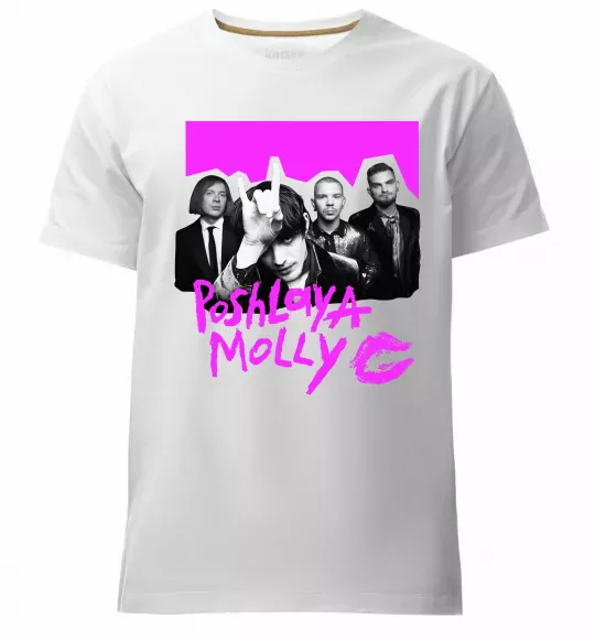 Чоловіча преміум футболка Poshlaya Molly band pink Білий фото