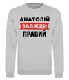 Свитшот Анатолій завжди правий Серый меланж фото