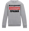 Детский Свитшот Володимир завжди правий Серый меланж фото