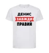 Детская футболка Денис завжди правий Белый фото