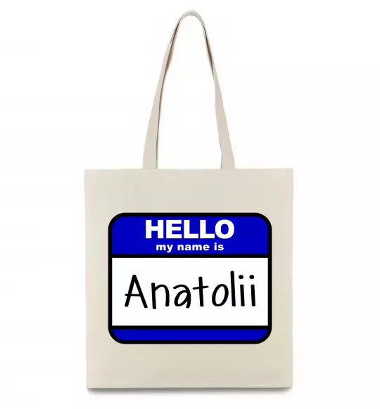 Еко-сумка Hello my name is Anatolii Бежевий фото