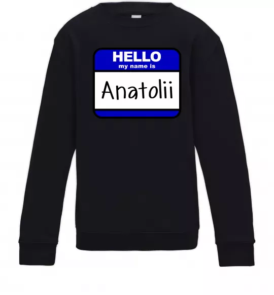 Дитячий світшот Hello my name is Anatolii Чорний фото
