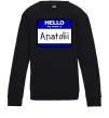 Дитячий світшот Hello my name is Anatolii Чорний фото