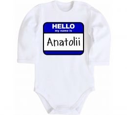 Детский боди Hello my name is Anatolii