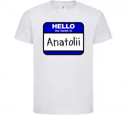 Детская футболка Hello my name is Anatolii Белый фото