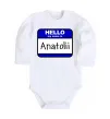 Детский боди Hello my name is Anatolii Белый фото