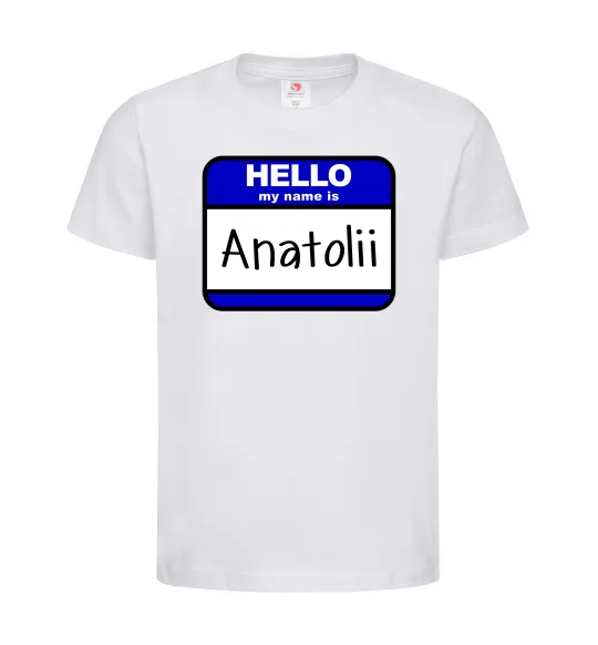 Детская футболка Hello my name is Anatolii Белый фото
