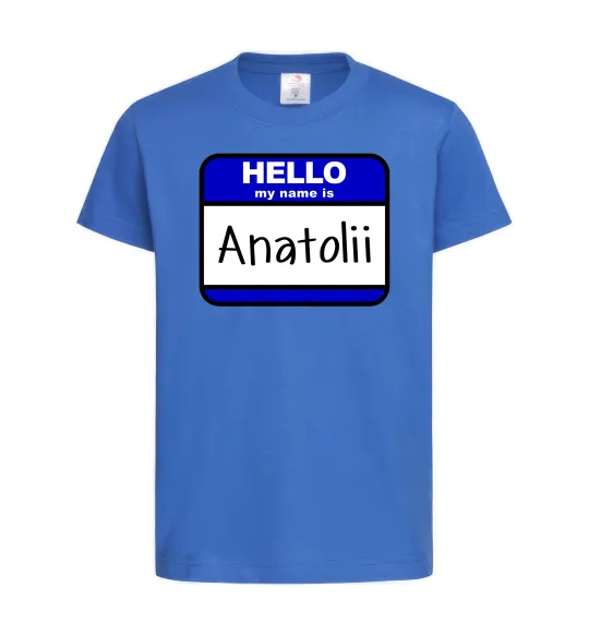 Детская футболка Hello my name is Anatolii Ярко-синий фото