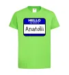 Детская футболка Hello my name is Anatolii Лаймовый фото