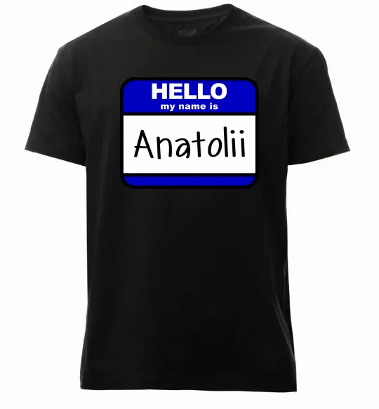 Мужская премиум футболка Hello my name is Anatolii Черный фото