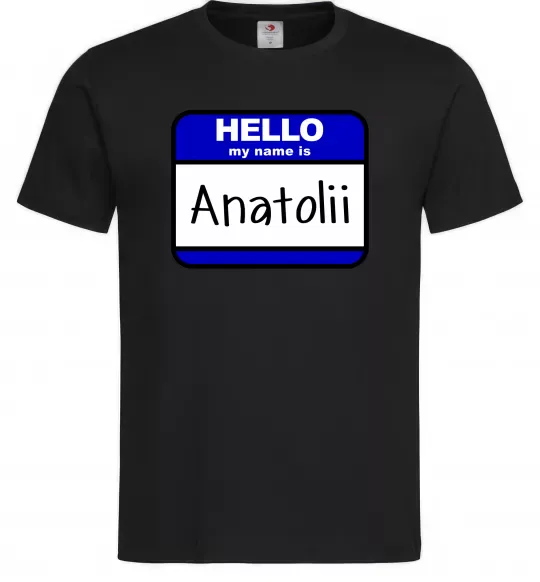 Мужская футболка Hello my name is Anatolii Черный фото