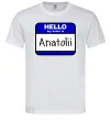 Мужская футболка Hello my name is Anatolii Белый фото
