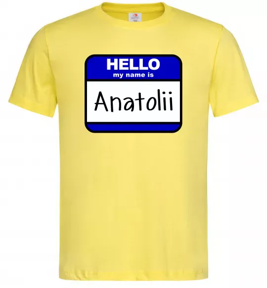 Мужская футболка Hello my name is Anatolii Лимонный фото