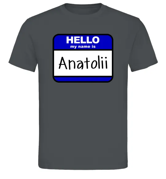 Мужская футболка Hello my name is Anatolii Графит фото