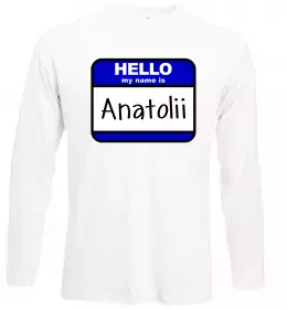 Лонгслів Hello my name is Anatolii Білий фото