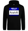 Чоловіча толстовка (худі) Hello my name is Anatolii Чорний фото