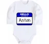 Детский боди Hello my name is Anton Белый фото