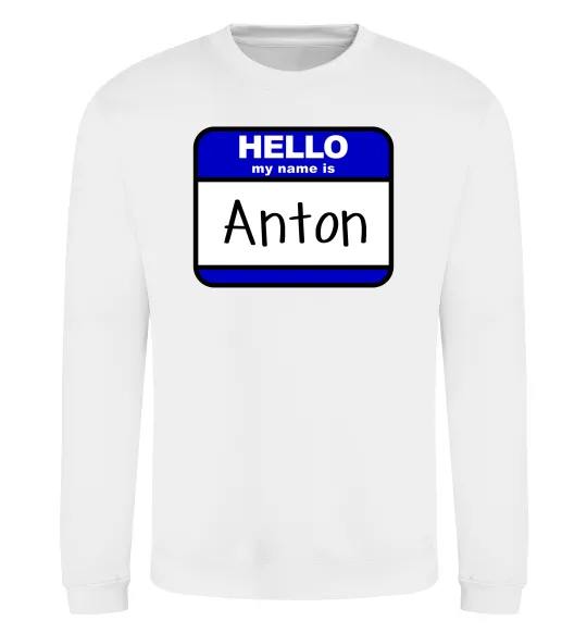 Свитшот Hello my name is Anton Белый фото