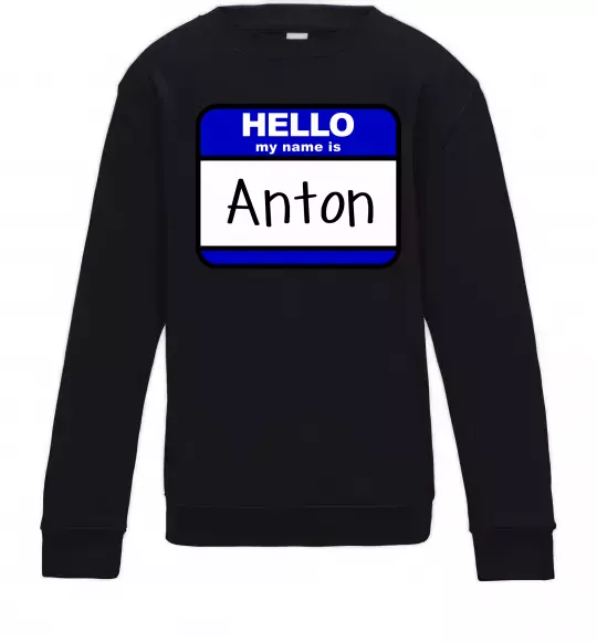 Дитячий світшот Hello my name is Anton Чорний фото